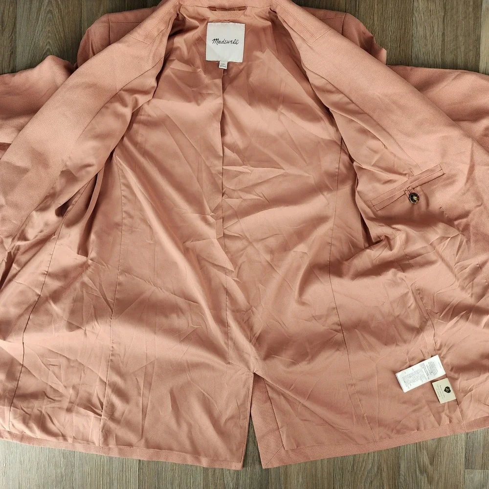 Madewell Rosy Pink Linen Blend Blazer Womens XXS Single‎ Button Lapel Collar